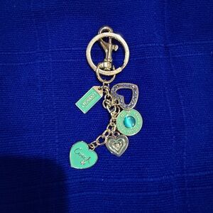 Gold and Teal Heart Keychain. Or purse charm, suitcase too.